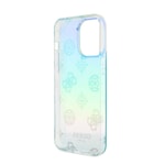 Apple iPhone 15 Pro Max Kılıf Guess Orjinal Lisanslı Desenli Yazı Logolu Askı İpli Holografik Glitter Peony Kapak