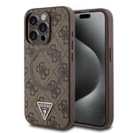 Apple iPhone 15 Pro Max Kılıf Guess Orjinal Lisanslı M-safe Şarj Özellikli PU Üçgen Logo 4G Desenli Kapak