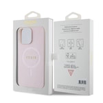 Apple iPhone 15 Pro Max Kılıf Guess Orjinal Lisanslı M-safe Şarj Özellikli Yazı Logolu Saffiano Kapak