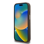 Apple iPhone 15 Pro Max Kılıf Guess Orjinal Lisanslı PU Deri 4G Desenli Metal Büyük 4G ve Yazı Logolu Kamera Standlı Kapak