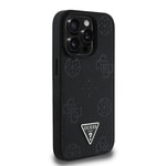 Apple iPhone 15 Pro Max Kılıf Guess Orjinal Lisanslı M-safe Şarj Özellikli Sıcak Baskılı Üçgen Logolu PU Deri Peony Kapak