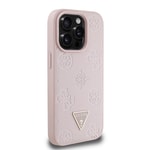 Apple iPhone 15 Pro Max Kılıf Guess Orjinal Lisanslı M-safe Şarj Özellikli Sıcak Baskılı Üçgen Logolu PU Deri Peony Kapak