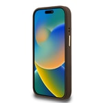 Apple iPhone 15 Pro Max Kılıf Guess Orjinal Lisanslı PU Deri Taşlı Üçgen Logo 4G Desenli Kamera Standlı Kapak