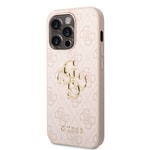 Apple iPhone 15 Pro Max Kılıf Guess Orjinal Lisanslı PU Deri Yazı ve 4G Metal Logolu Desenli Kapak