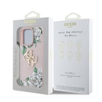 Apple iPhone 15 Pro Max Kılıf Guess Orjinal Lisanslı Gül Baskılı Büyük Metal Logo Dizaynlı Kapak