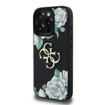 Apple iPhone 15 Pro Max Kılıf Guess Orjinal Lisanslı Gül Baskılı Büyük Metal Logo Dizaynlı Kapak