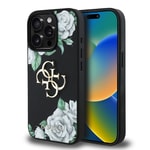 Apple iPhone 15 Pro Max Kılıf Guess Orjinal Lisanslı Gül Baskılı Büyük Metal Logo Dizaynlı Kapak
