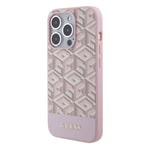Apple iPhone 15 Pro Max Kılıf Guess Orjinal Lisanslı M-safe Şarj Özellikli Yazı Logolu GCube Desenli Kapak