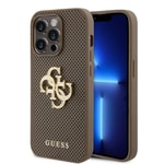 Apple iPhone 15 Pro Max Kılıf Guess Orjinal Lisanslı Delikli Yazı ve 4G Glitter Büyük Metal Logolu Kapak