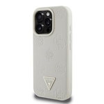Apple iPhone 15 Pro Max Kılıf Guess Orjinal Lisanslı M-safe Şarj Özellikli Sıcak Baskılı Üçgen Logolu PU Deri Peony Kapak