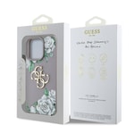 Apple iPhone 15 Pro Max Kılıf Guess Orjinal Lisanslı Gül Baskılı Büyük Metal Logo Dizaynlı Kapak