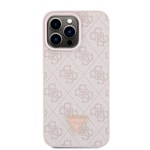 Apple iPhone 15 Pro Max Kılıf Guess Orjinal Lisanslı PU Deri Askılı Taşlı Üçgen Logo 4G Desenli Strass Crossbody Kapak