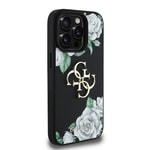 Apple iPhone 15 Pro Max Kılıf Guess Orjinal Lisanslı Gül Baskılı Büyük Metal Logo Dizaynlı Kapak