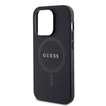 Apple iPhone 15 Pro Max Kılıf Guess Orjinal Lisanslı M-safe Şarj Özellikli Yazı Logolu Saffiano Kapak