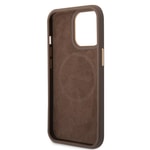 Apple iPhone 15 Pro Max Kılıf Guess Orjinal Lisanslı M-safe Şarj Özellikli 4G Desenli PU Metal Plaka Klasik Logolu Kapak
