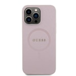 Apple iPhone 15 Pro Max Kılıf Guess Orjinal Lisanslı M-safe Şarj Özellikli Yazı Logolu Saffiano Kapak