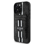 Apple iPhone 15 Pro Max Kılıf Guess Orjinal Lisanslı M-safe Şarj Özellikli 4G Desenli Çizgili Kartlıklı Kapak