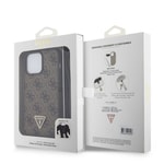 Apple iPhone 15 Pro Max Kılıf Guess Orjinal Lisanslı PU Deri Askılı Taşlı Üçgen Logo 4G Desenli Strass Crossbody Kapak