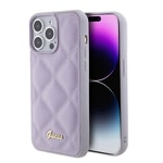 Apple iPhone 15 Pro Max Kılıf Guess Orjinal Lisanslı PU Deri Metal Yazı Logolu Kapitone Kapak