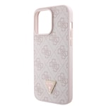 Apple iPhone 15 Pro Max Kılıf Guess Orjinal Lisanslı PU Deri Askılı Taşlı Üçgen Logo 4G Desenli Strass Crossbody Kapak
