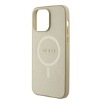 Apple iPhone 15 Pro Max Kılıf Guess Orjinal Lisanslı M-safe Şarj Özellikli Yazı Logolu Saffiano Kapak