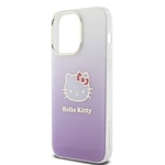 Apple iPhone 15 Pro Max Kılıf Hello Kitty Orjinal Lisanslı Yazı ve İkonik Logolu Elektroplating Kaplama Gradyan Kapak