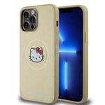 Apple iPhone 15 Pro Max Kılıf Hello Kitty Orjinal Lisanslı M-safe Şarj Özellikli Kitty Head Deri Kapak