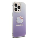 Apple iPhone 15 Pro Max Kılıf Hello Kitty Orjinal Lisanslı Yazı ve İkonik Logolu Elektroplating Kaplama Gradyan Kapak