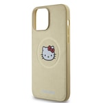 Apple iPhone 15 Pro Max Kılıf Hello Kitty Orjinal Lisanslı M-safe Şarj Özellikli Kitty Head Deri Kapak