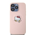 Apple iPhone 15 Pro Max Kılıf Hello Kitty Orjinal Lisanslı M-safe Şarj Özellikli Baskı Logolu Uyuyan Kitty Deri Kapak