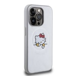 Apple iPhone 15 Pro Max Kılıf Hello Kitty Orjinal Lisanslı M-safe Şarj Özellikli Baskı Logolu Uyuyan Kitty Deri Kapak