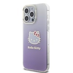 Apple iPhone 15 Pro Max Kılıf Hello Kitty Orjinal Lisanslı Yazı ve İkonik Logolu Elektroplating Kaplama Gradyan Kapak