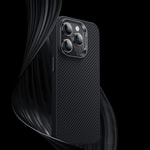 Apple iPhone 15 Pro Max Kılıf Karbon Fiber M-safe Şarj Özellikli Benks Hybrid ArmorPro 600D Kevlar Kapak