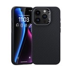 Apple iPhone 15 Pro Max Kılıf Karbon Fiber M-safe Şarj Özellikli Benks Hybrid ArmorPro 600D Kevlar Kapak