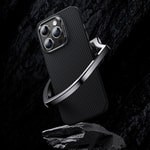 Apple iPhone 15 Pro Max Kılıf Karbon Fiber M-safe Şarj Özellikli Benks Hybrid ArmorPro 600D Kevlar Kapak