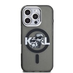 Apple iPhone 15 Pro Max Kılıf Karl Lagerfeld Orjinal Lisanslı Parlayan Simli Karl & Choupette Sketch Logo Kapak