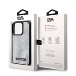 Apple iPhone 15 Pro Max Kılıf Karl Lagerfeld Taşlı Metal Logo Orjinal Lisanslı Kapak