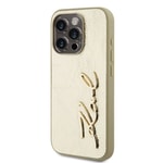Apple iPhone 15 Pro Max Kılıf Karl Lagerfeld Orjinal Lisanslı 3D KL Yazılı Tüylü Arka Yüzey Saffiano Rhinestones Kapak