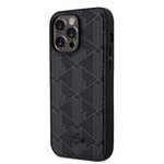 Apple iPhone 15 Pro Max Kılıf Lacoste Orjinal Lisanslı M-safe Şarj Özellikli PU Deri Görünümlü Karışık Monogram Desenli Kapak