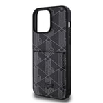 Apple iPhone 15 Pro Max Kılıf Lacoste Orjinal Lisanslı M-safe Şarj Özellikli PU Deri Görünümlü Kartlıklı Karışık Monogram Desenli Kapak