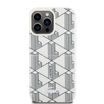 Apple iPhone 15 Pro Max Kılıf Lacoste Orjinal Lisanslı M-safe Şarj Özellikli PU Deri Görünümlü Kartlıklı Karışık Monogram Desenli Kapak
