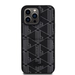 Apple iPhone 15 Pro Max Kılıf Lacoste Orjinal Lisanslı M-safe Şarj Özellikli PU Deri Görünümlü Kartlıklı Karışık Monogram Desenli Kapak
