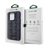 Apple iPhone 15 Pro Max Kılıf Lacoste Orjinal Lisanslı M-safe Şarj Özellikli PU Deri Görünümlü Karışık Monogram Desenli Kapak