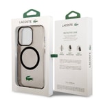 Apple iPhone 15 Pro Max Kılıf Lacoste Orjinal Lisanslı M-safe Şarj Özellikli Transparan Timsah Logo Baskılı Kapak
