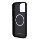 Apple iPhone 15 Pro Max Kılıf Lacoste Orjinal Lisanslı M-safe Şarj Özellikli PU Deri Görünümlü Karışık Monogram Desenli Kapak