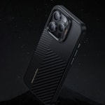 Apple iPhone 15 Pro Max Kılıf M-safe Şarj Özellikli Karbon Fiber Benks Montage Hybrid ArmorPro Kevlar Kapak