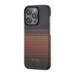 Apple iPhone 15 Pro Max Kılıf M-safe Şarj Özellikli Aramid Fiber Pitaka Tactile Woven Sunset-Moonrise Serisi Sunset Kapak
