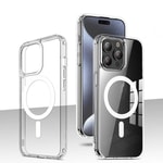 Apple iPhone 15 Pro Max Kılıf M-safe Şarj Özellikli Şeffaf Sert PC Zore Embos Kapak