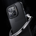 Apple iPhone 15 Pro Max Kılıf M-safe Şarj Özellikli Karbon Fiber Benks Montage Hybrid ArmorPro Kevlar Kapak