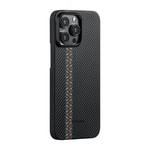 Apple iPhone 15 Pro Max Kılıf M-safe Şarj Özellikli 600D Aramid Fiber Pitaka Tactile Woven Orchestra Serisi Rhapsody Kapak
